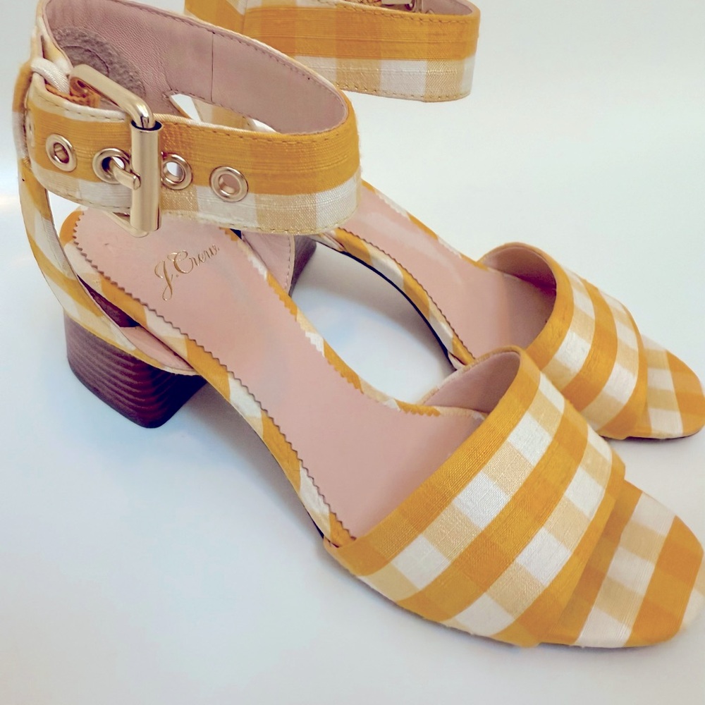Adorable yellow gingham J Crew sandals - Picture 3 of 7